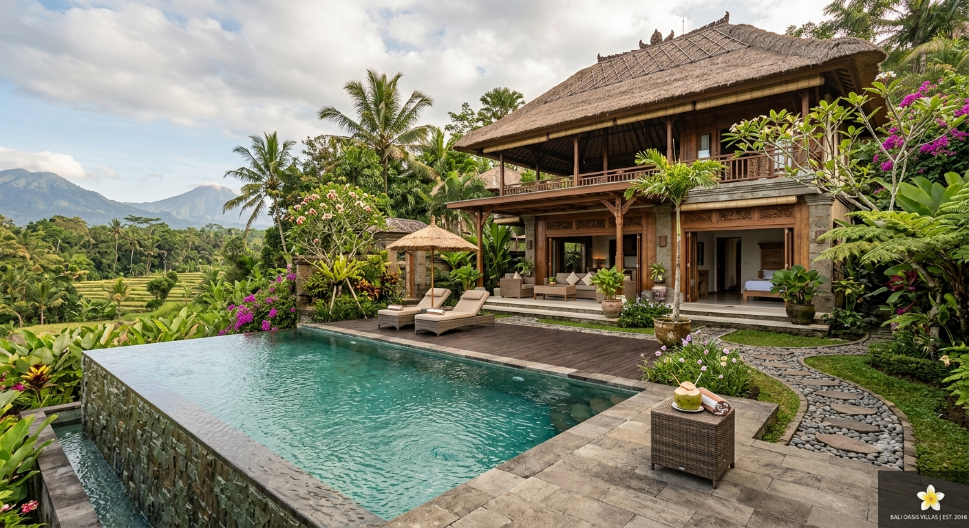 Private Poolvilla umgeben von tropischem Grün