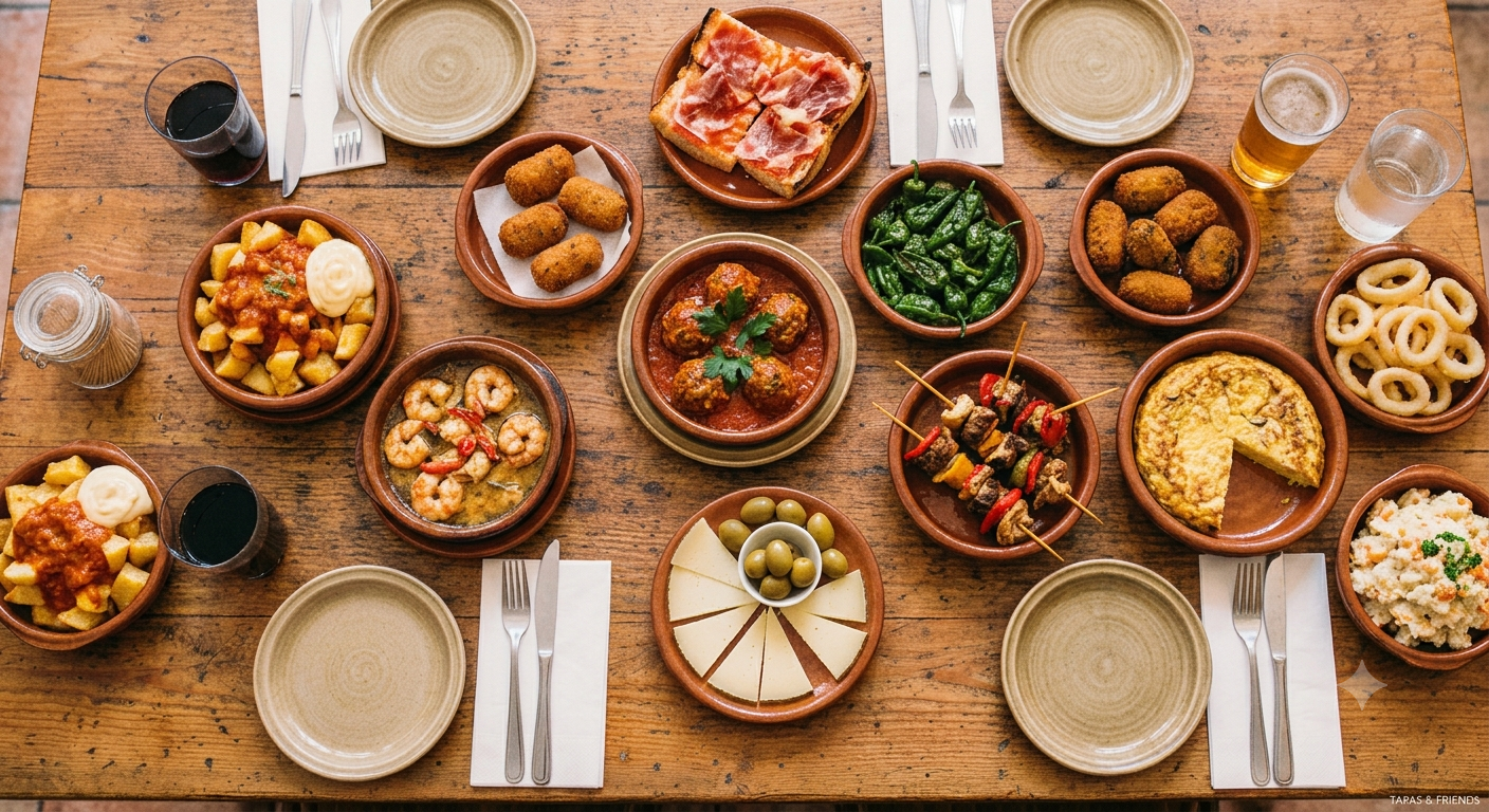 Spanische Tapas mit verschiedenen kleinen Spezialitäten