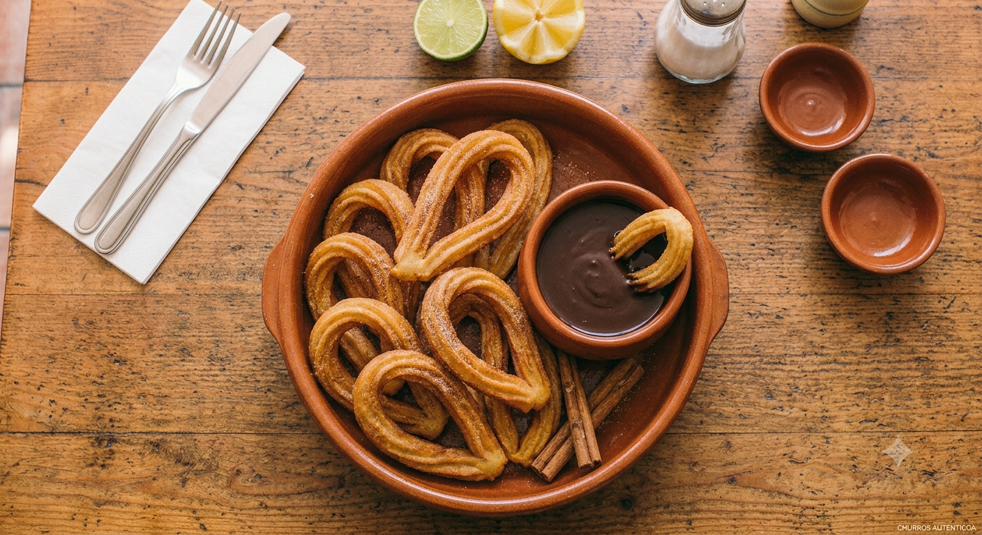Spanische Churros und traditionelle Desserts