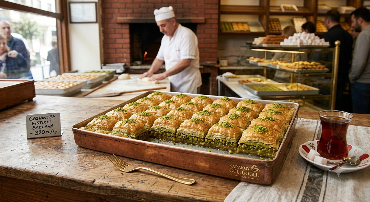 Türkisches Baklava mit Pistazien und Walnüssen
